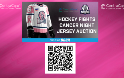 HOCKEY FIGHTS CANCER JERSEY AUCTION CAPTURE QR CODE TO BID OR CLICK LINK IN STORY